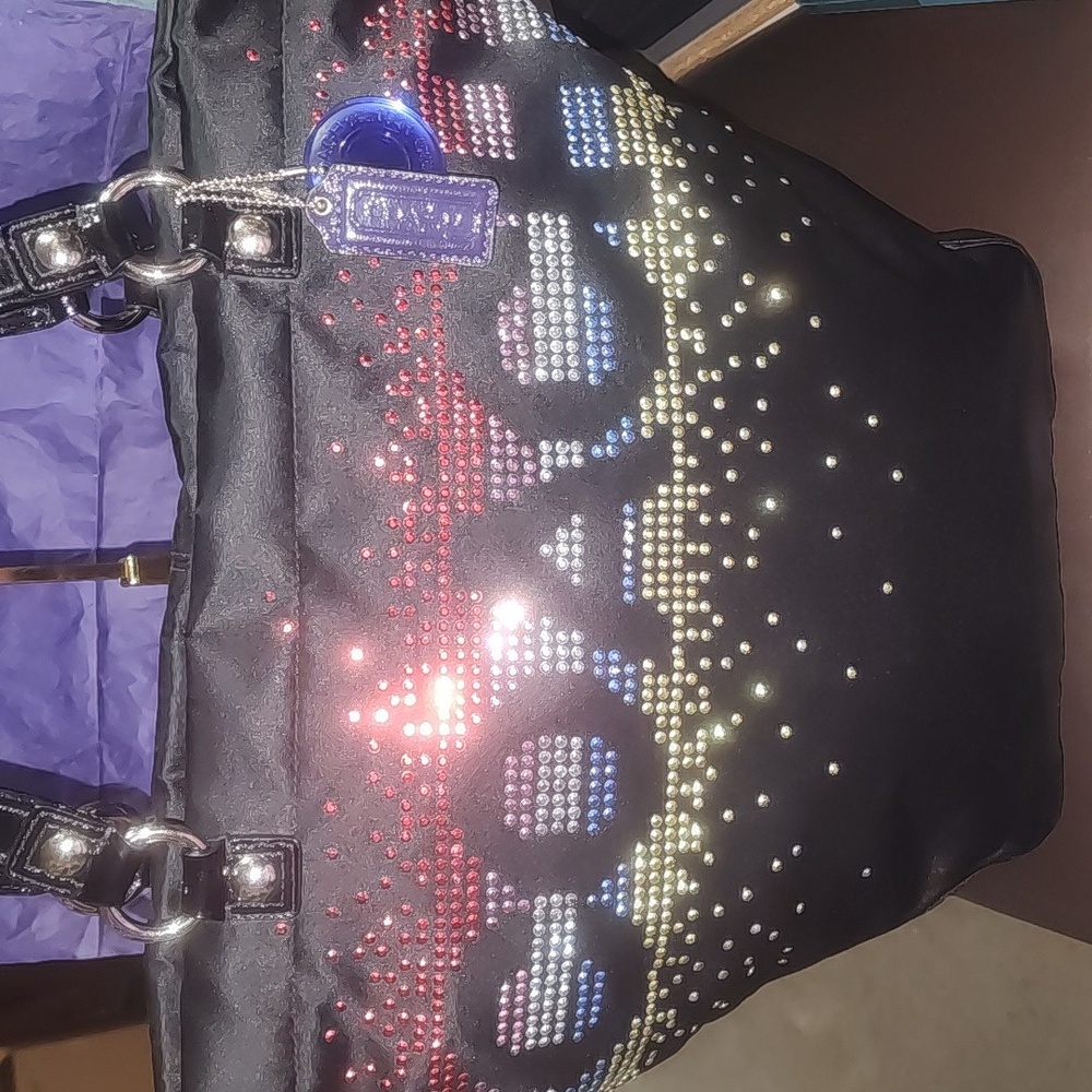 Coach Special Edition Holiday Tote Bag with Multicolor Shimmering Accents Euc - Picture 5 of 16